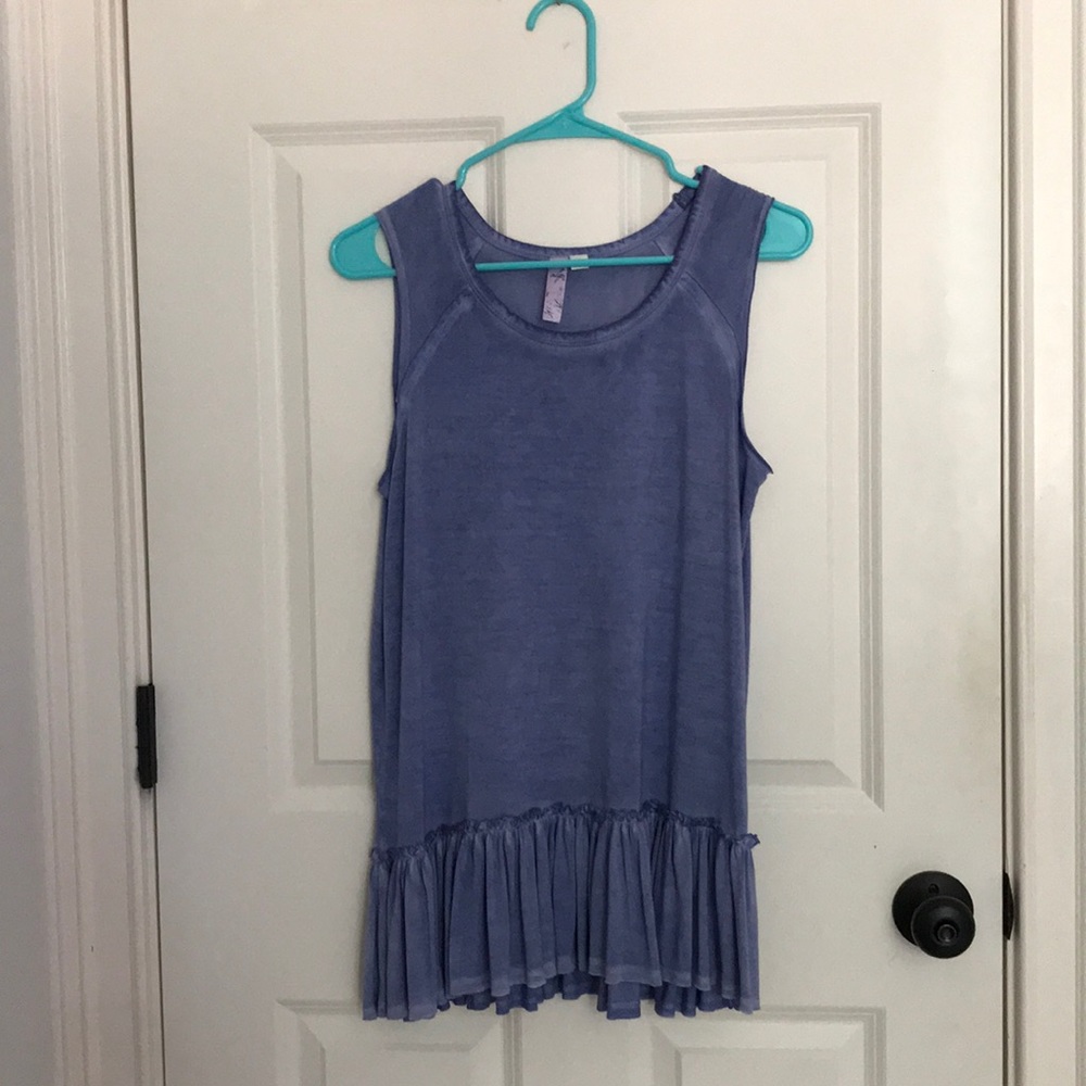Francescas Blue Ruffle Summer Top